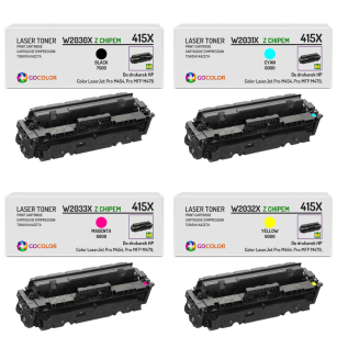 4 x Toner do HP W2030X W2031X W2032X W2033X 415X LaserJet Pro M454dn MFP M479dn CMYK z CHIPEM zamiennik 7.5K/6K