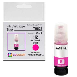 Tusz do EPSON 112 T06C3 C13T06C34A EcoTank L11160 L15150 ITS L6550 Pigment Magenta 70 ml.