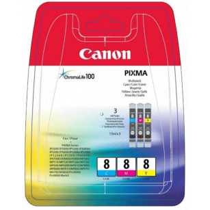 EOL Canon Tusz CLI8CMY 0621B029 0621B026 oryginalny cyan / magenta / yellow 3-pak