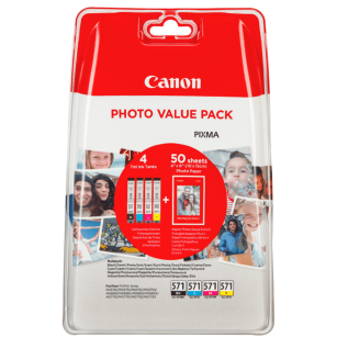 EOL Canon oryginalny tusz CLI571 + 50 x papier 0386C006 black / cyan / magenta / yellow 4-pak