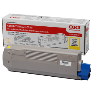 OKI oryginalny toner C5850 C5950 MC560 n, dn, cdtn, mfp, 43865721 yellow