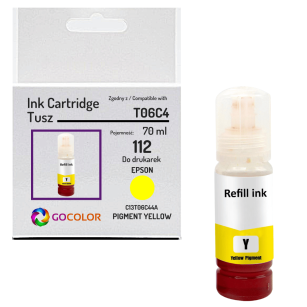 Tusz do EPSON 112 T06C4 C13T06C44A EcoTank L11160 L15150 ITS L6550 Pigment Yellow 70 ml.