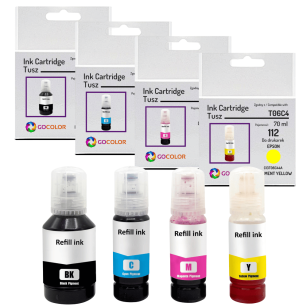 4X Tusz do EPSON 112 T06C1 T06C2 T06C3 T06C4 EcoTank ITS L6550 L11160 L15150  CMYK Pigment 127ml. /3x70 ml.